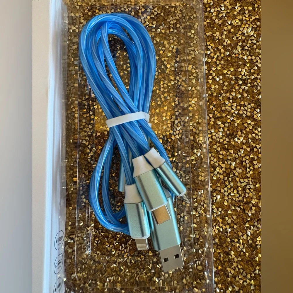 Blue Multi-Connector USB Data Quick Charge Lightning Cable. Rapid Series